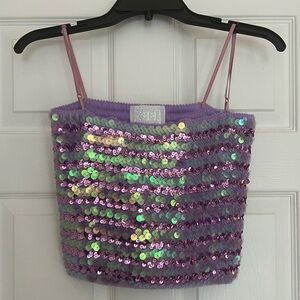 Vintage Y2K City Triangles Iridescent Sequin Cami - Women’s Small
